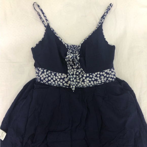 Beautiful navy blue and white cherry blossom a-line dress - Picture 7 of 11
